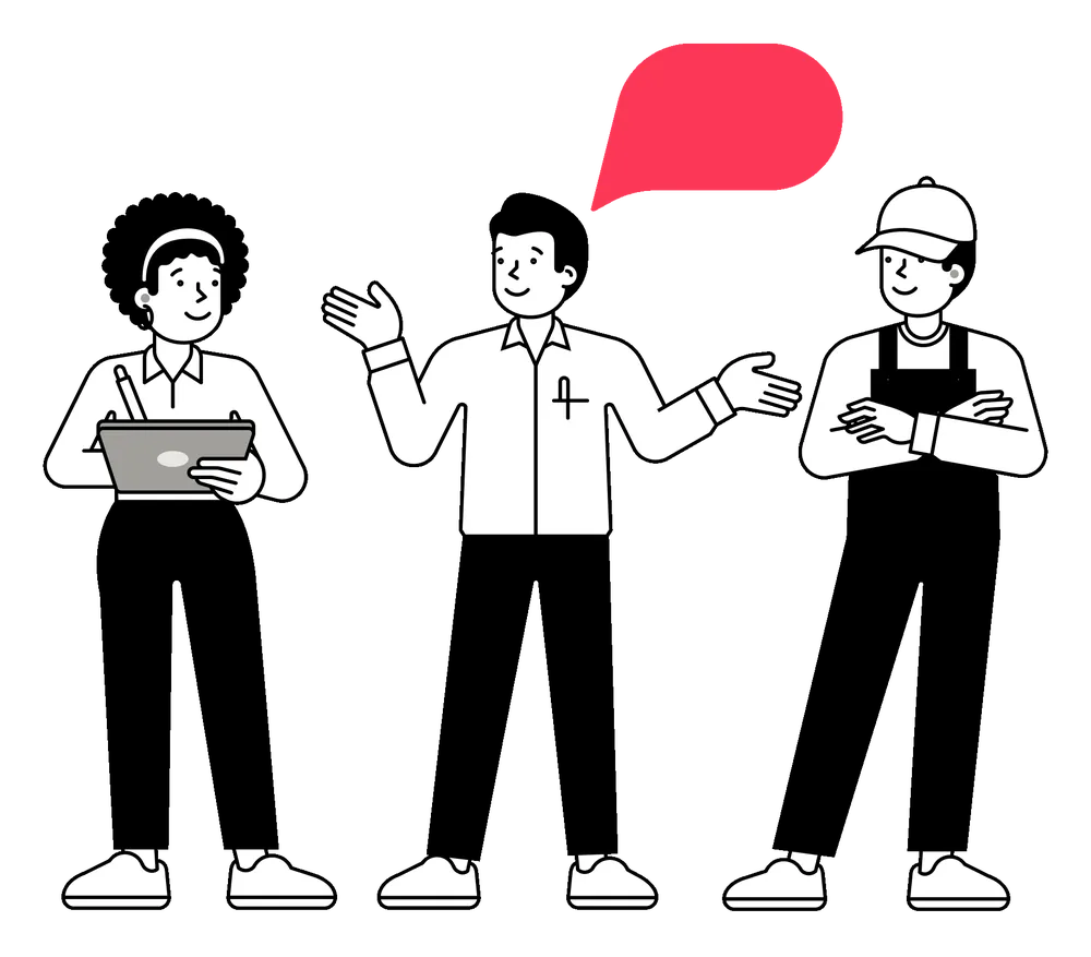A team in a routine, each person taking their turn to speak.